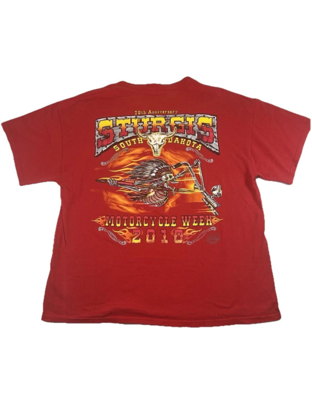 Sturgis Motorcycle Week 2010 Graphic TShirt Men’s Large Red Front & Back Graphic